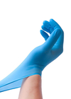 Pulverice el elástico azul disponible libre de la categoría alimenticia de los guantes del nitrilo