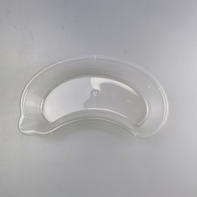 Plato disponible plástico 800cc transparente del riñón con la boca curvada