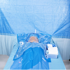 Cortinas quirúrgicas desechables reforzadas de color azul con área de incisión adhesiva
