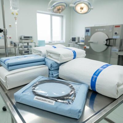 Paquetes quirúrgicos estériles de esterilización por vapor con tejidos no tejidos y paquete de angiografía para hospitales