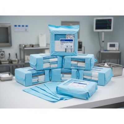 Paquetes quirúrgicos estériles de esterilización por vapor con tejidos no tejidos y paquete de angiografía para hospitales