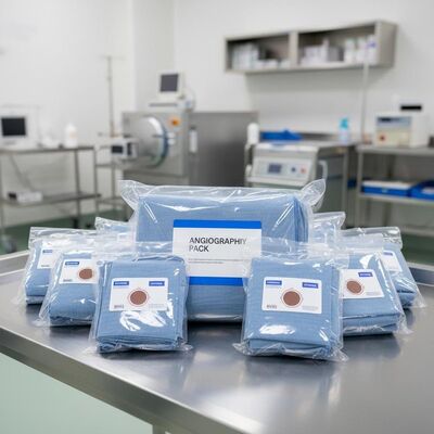 Paquetes quirúrgicos estériles de esterilización por vapor con tejidos no tejidos y paquete de angiografía para hospitales