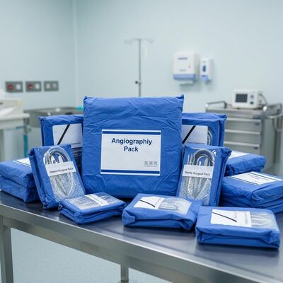 Paquetes quirúrgicos estériles de esterilización por vapor con tejidos no tejidos y paquete de angiografía para hospitales
