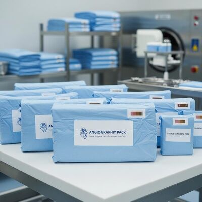 Paquetes quirúrgicos estériles de esterilización por vapor con tejidos no tejidos y paquete de angiografía para hospitales