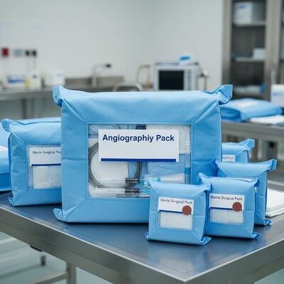 Paquetes quirúrgicos estériles de esterilización por vapor con tejidos no tejidos y paquete de angiografía para hospitales