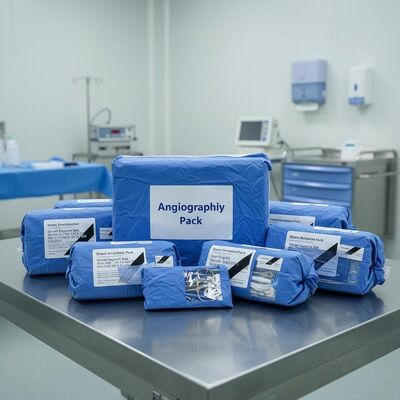 Paquetes quirúrgicos estériles de esterilización por vapor con tejidos no tejidos y paquete de angiografía para hospitales