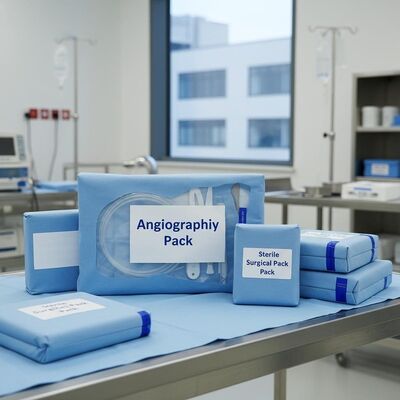 Paquetes quirúrgicos estériles de esterilización por vapor con tejidos no tejidos y paquete de angiografía para hospitales